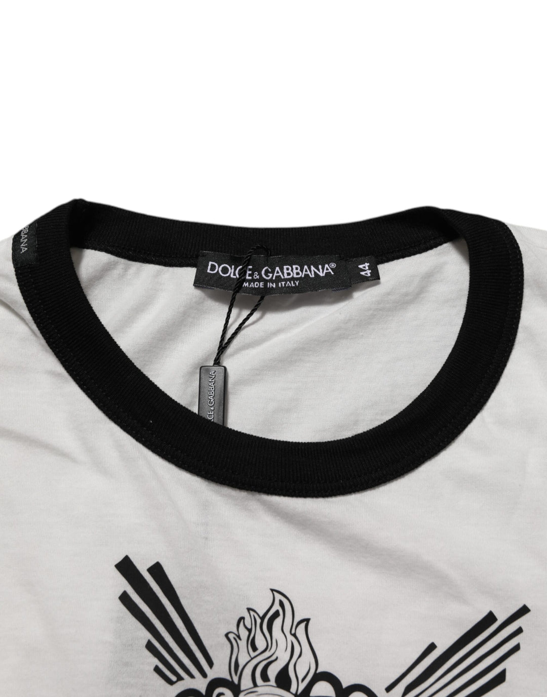 Dolce &amp; Gabbana Sample Sale Dolce &amp; Gabbana White Sacred Heart Cotton Crew Neck T-shirt - | Designer outlet