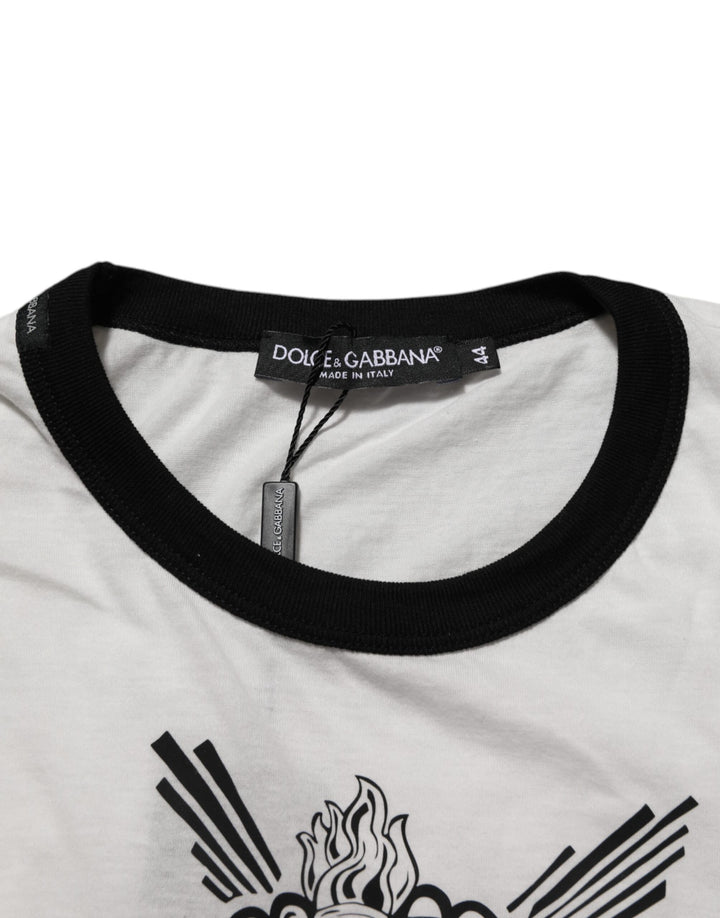 Dolce &amp; Gabbana Sample Sale Dolce &amp; Gabbana White Sacred Heart Cotton Crew Neck T-shirt - | Designer outlet