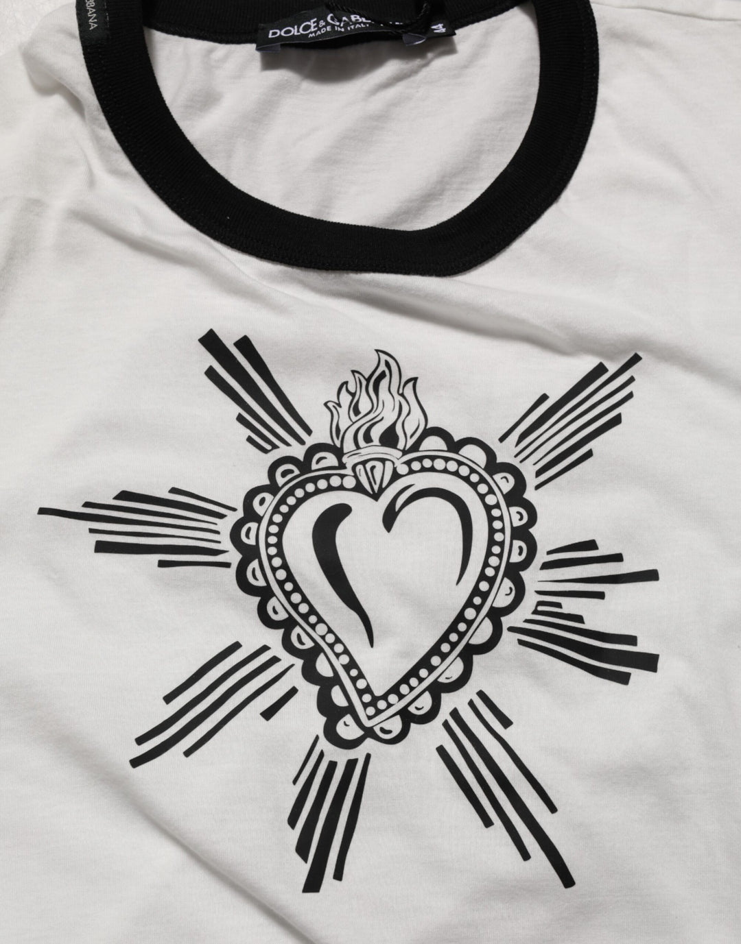 Dolce &amp; Gabbana Sample Sale Dolce &amp; Gabbana White Sacred Heart Cotton Crew Neck T-shirt - | Designer outlet