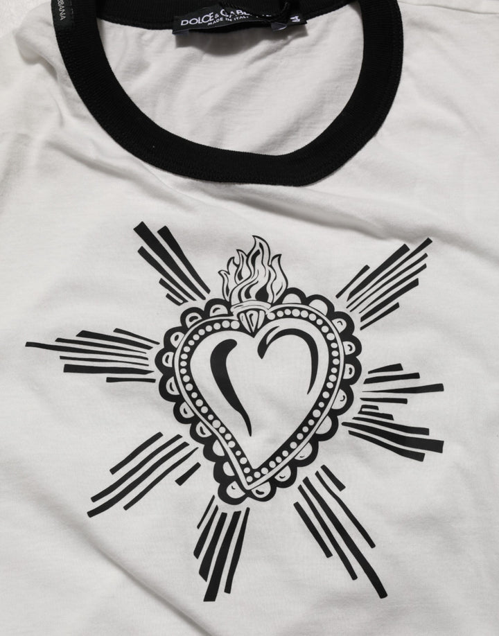 Dolce &amp; Gabbana Sample Sale Dolce &amp; Gabbana White Sacred Heart Cotton Crew Neck T-shirt - | Designer outlet