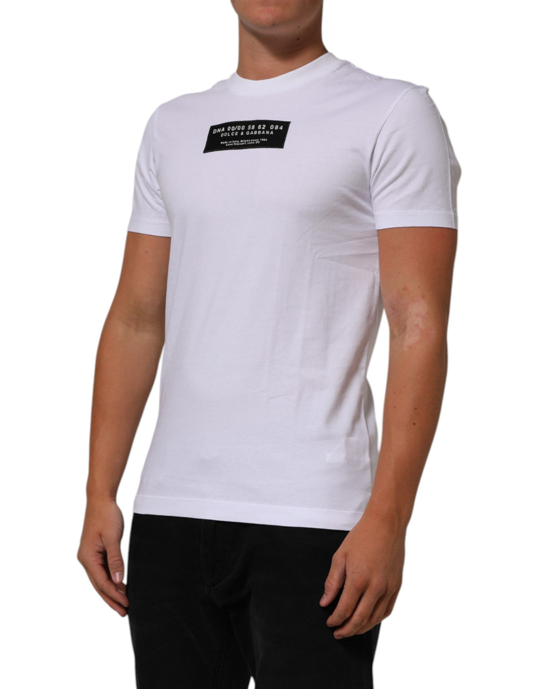 Dolce &amp; Gabbana White Cotton Logo Print Crew Neck Men T-shirt by Dolce &amp; Gabbana outlet now on sale
