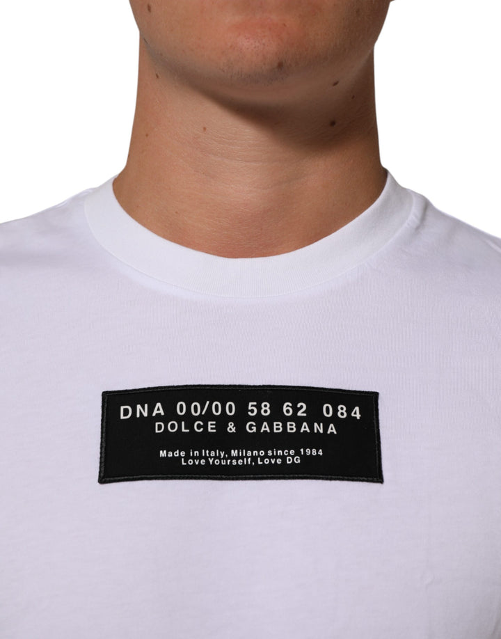 Dolce &amp; Gabbana White Cotton Logo Print Crew Neck Men T-shirt by Dolce &amp; Gabbana outlet now on sale