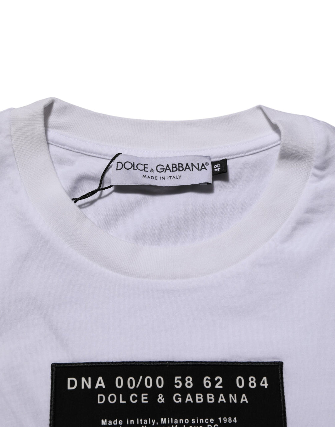 Dolce &amp; Gabbana Sample Sale Dolce &amp; Gabbana White Cotton Logo Print Crew Neck Men T-shirt - | Designer outlet