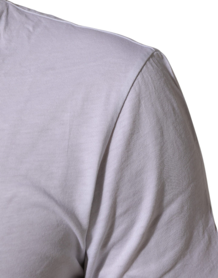 Dolce &amp; Gabbana White Cotton Logo Print Crew Neck T-shirt by Dolce &amp; Gabbana outlet now on sale