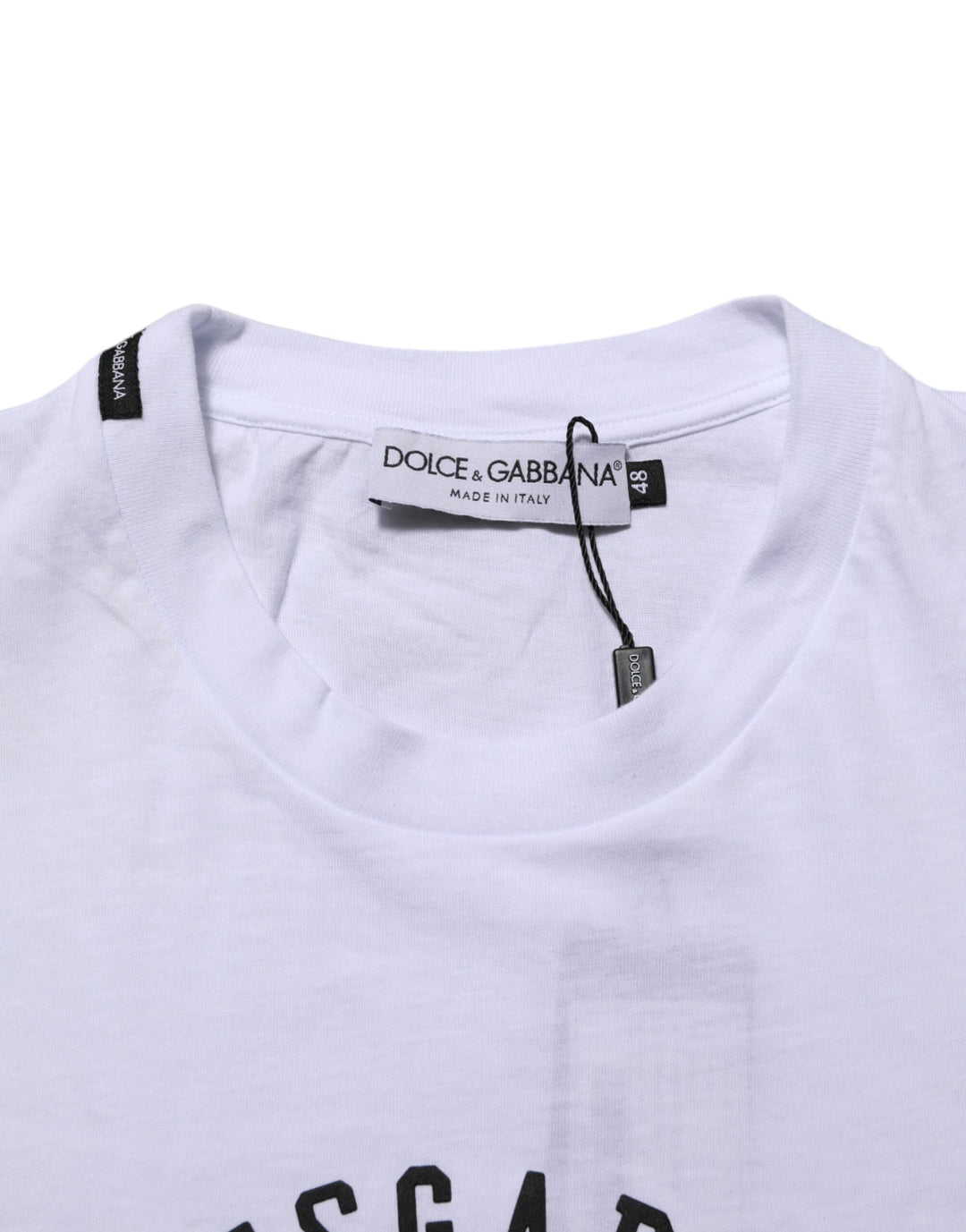 Dolce &amp; Gabbana White Cotton Logo Print Crew Neck T-shirt by Dolce &amp; Gabbana outlet now on sale