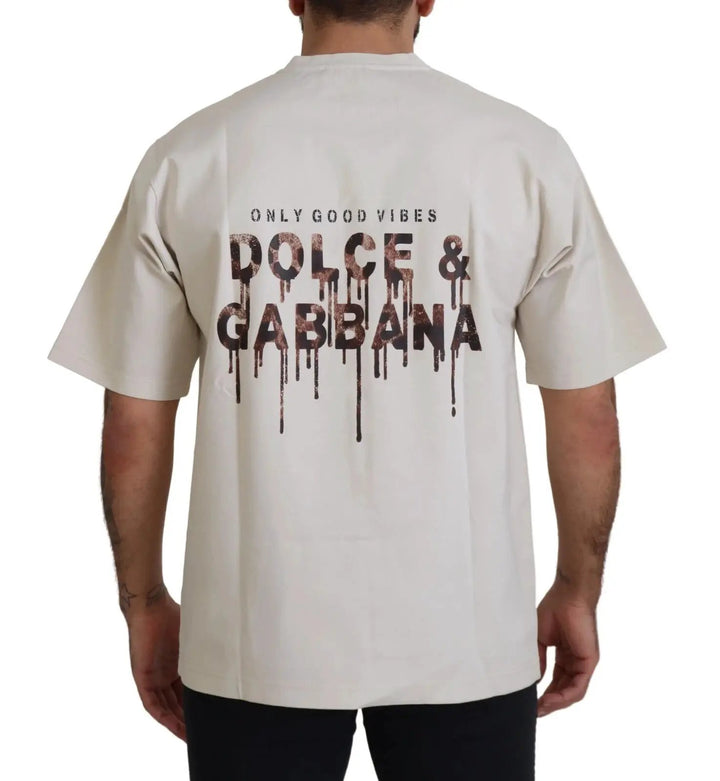 Dolce &amp; Gabbana Sample Sale | Dolce &amp; Gabbana Ivory Cotton Ivory Printed Crewneck - | Designer outlet