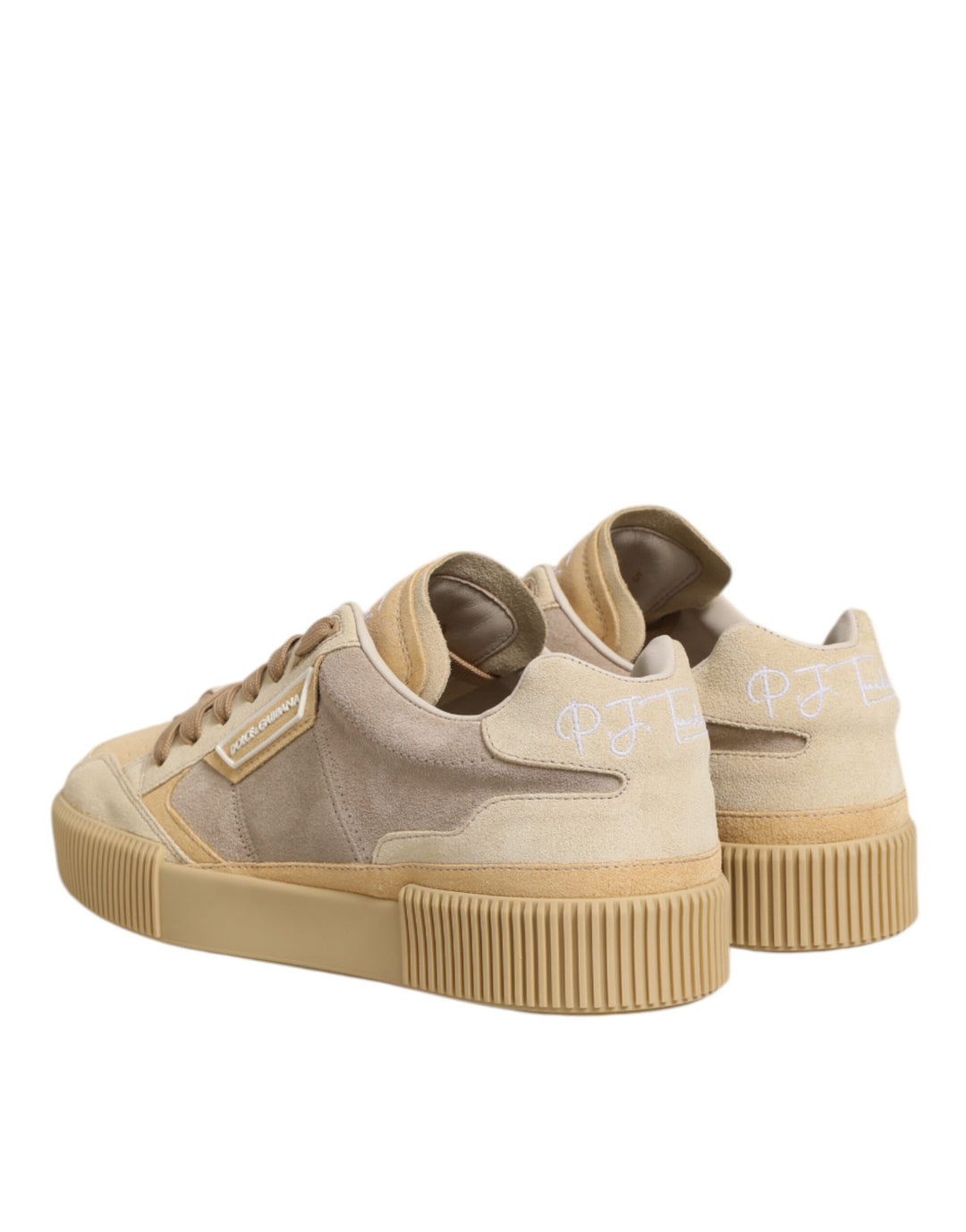 Dolce & Gabbana Beige Leather Miami Low Top Sneakers Men Shoes