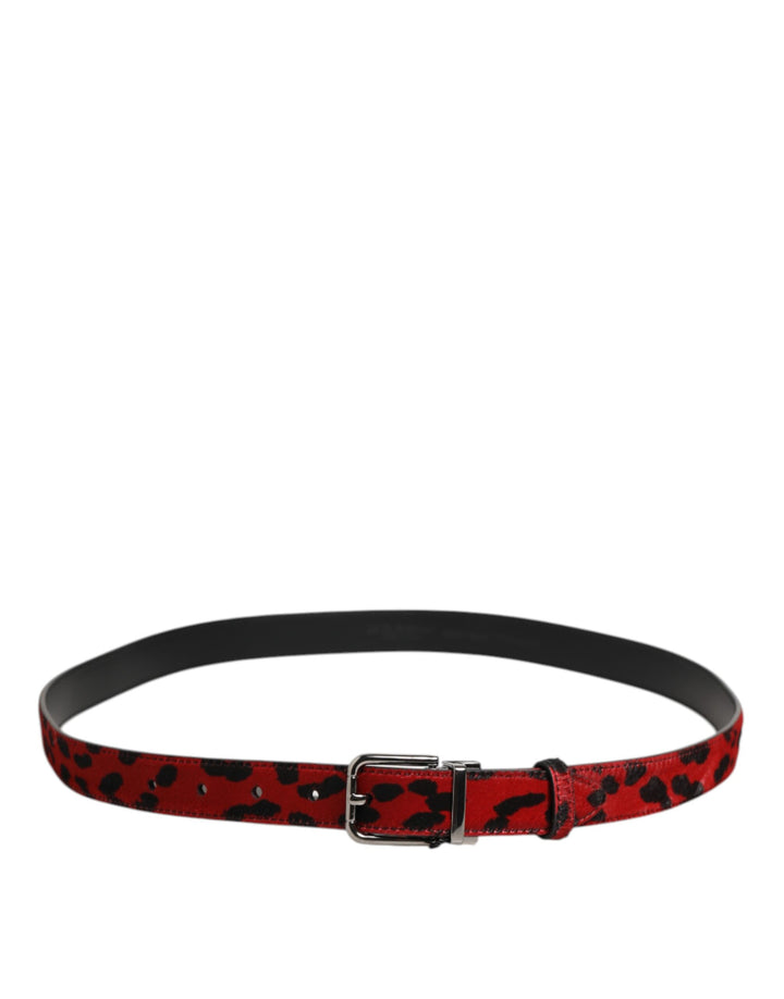 Dolce &amp; Gabbana Sample Sale Dolce &amp; Gabbana Red Black Pony Leather Metal Buckle Men Belt - | Designer outlet