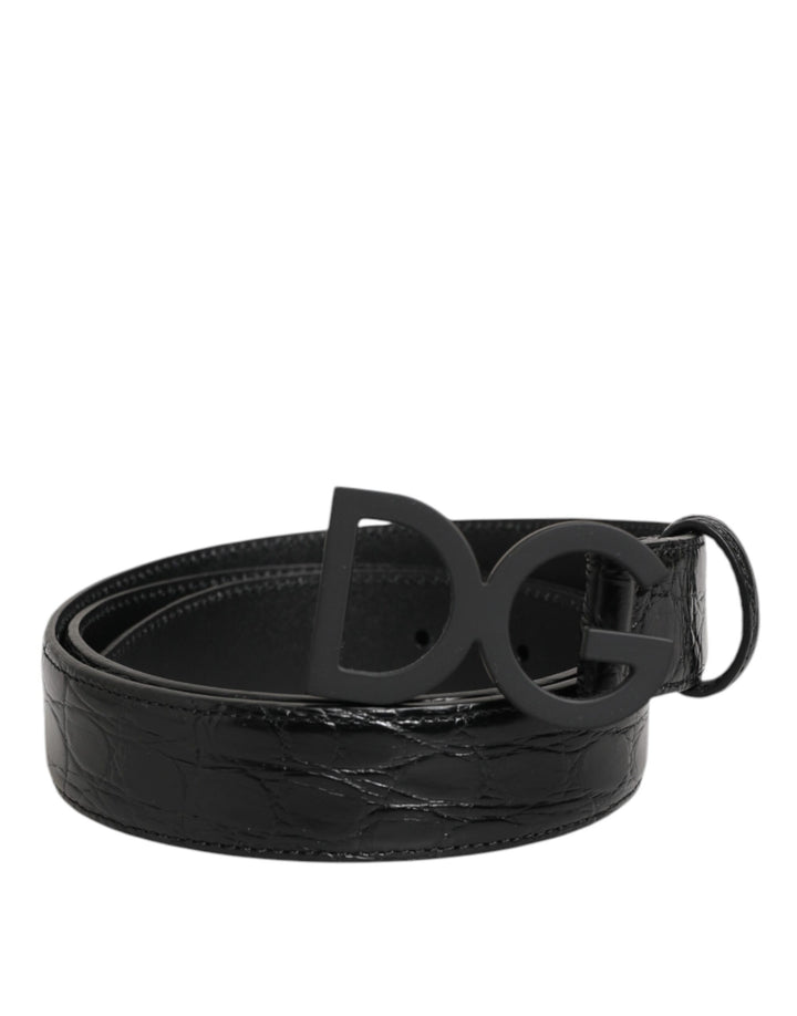Dolce &amp; Gabbana Sample Sale Dolce &amp; Gabbana Black Exotic Leather Metal Logo Buckle Belt - | Designer outlet