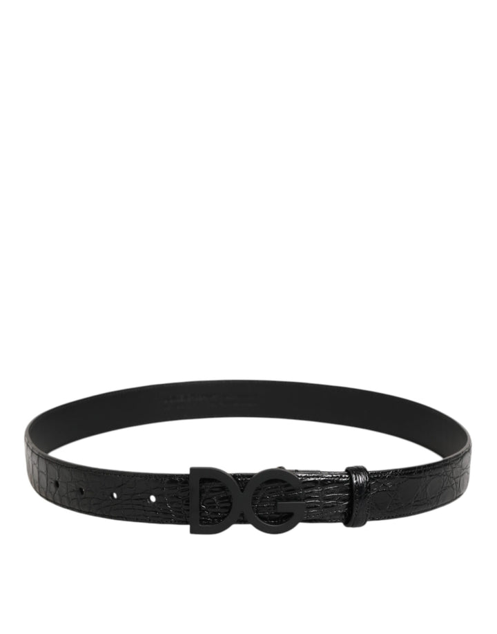 Dolce &amp; Gabbana Sample Sale Dolce &amp; Gabbana Black Exotic Leather Metal Logo Buckle Belt - | Designer outlet
