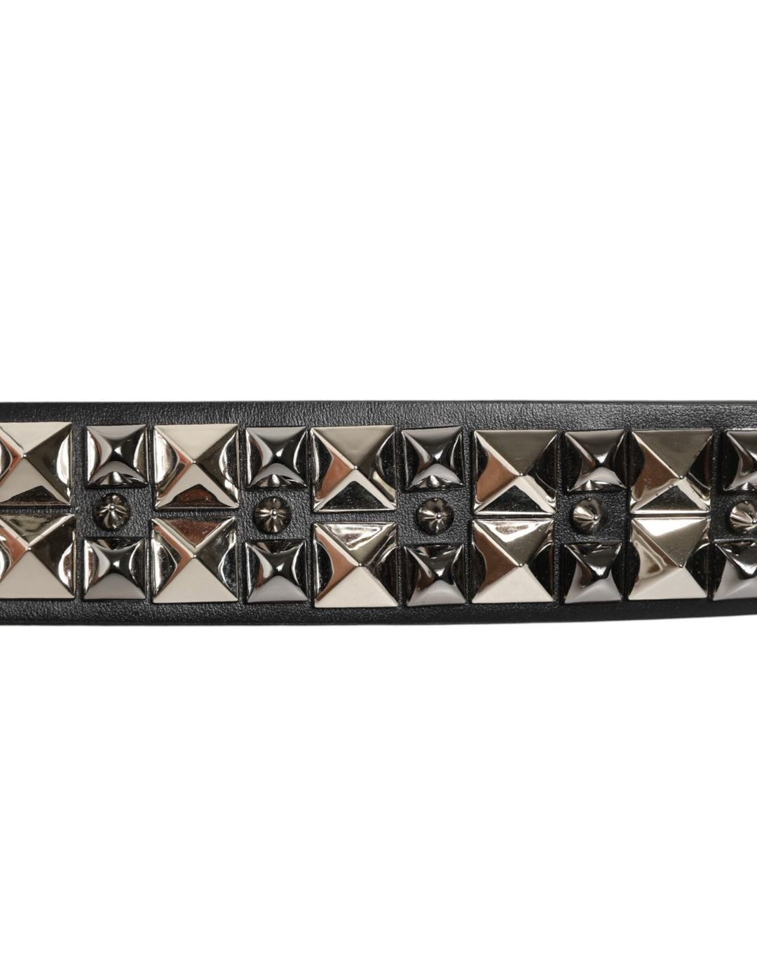 Dolce &amp; Gabbana Sample Sale Dolce &amp; Gabbana Black Calf Leather Studded Silver Buckle Belt - | Designer outlet