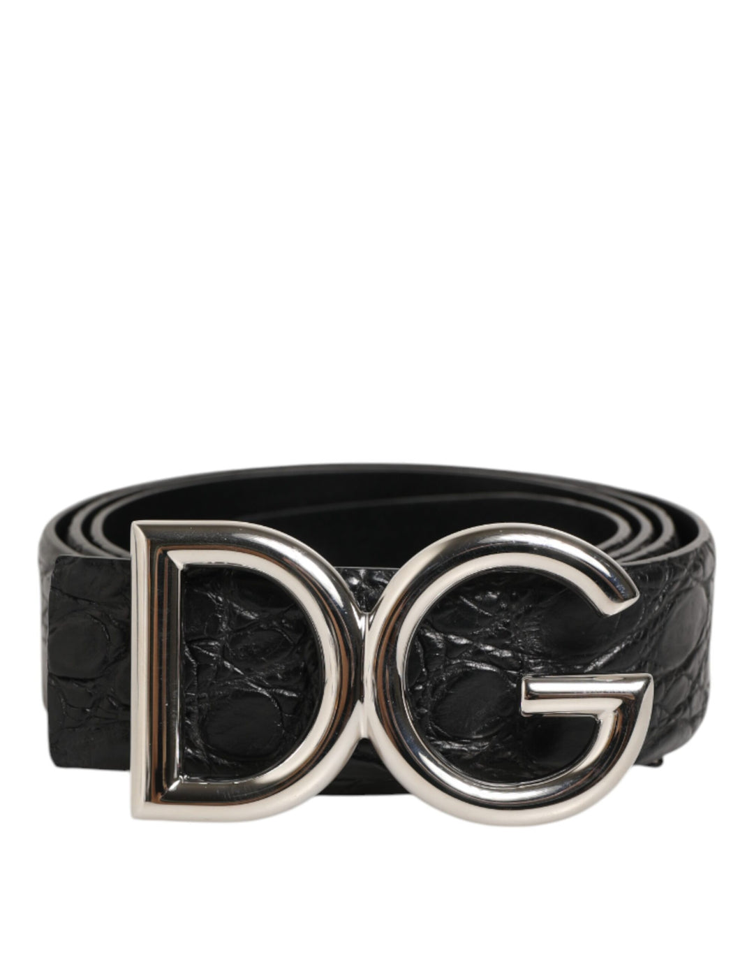 Dolce &amp; Gabbana Sample Sale Dolce &amp; Gabbana Black Exotic Leather DG Logo Buckle Belt - | Designer outlet