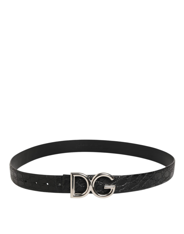 Dolce &amp; Gabbana Sample Sale Dolce &amp; Gabbana Black Exotic Leather DG Logo Buckle Belt - | Designer outlet