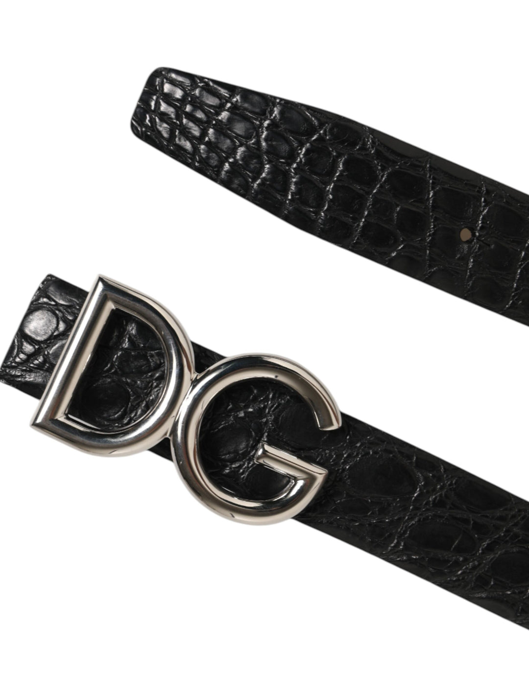 Dolce &amp; Gabbana Sample Sale Dolce &amp; Gabbana Black Exotic Leather DG Logo Buckle Belt - | Designer outlet