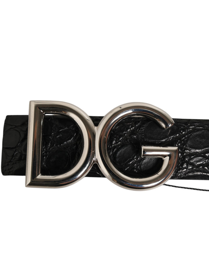 Dolce &amp; Gabbana Sample Sale Dolce &amp; Gabbana Black Exotic Leather DG Logo Buckle Belt - | Designer outlet