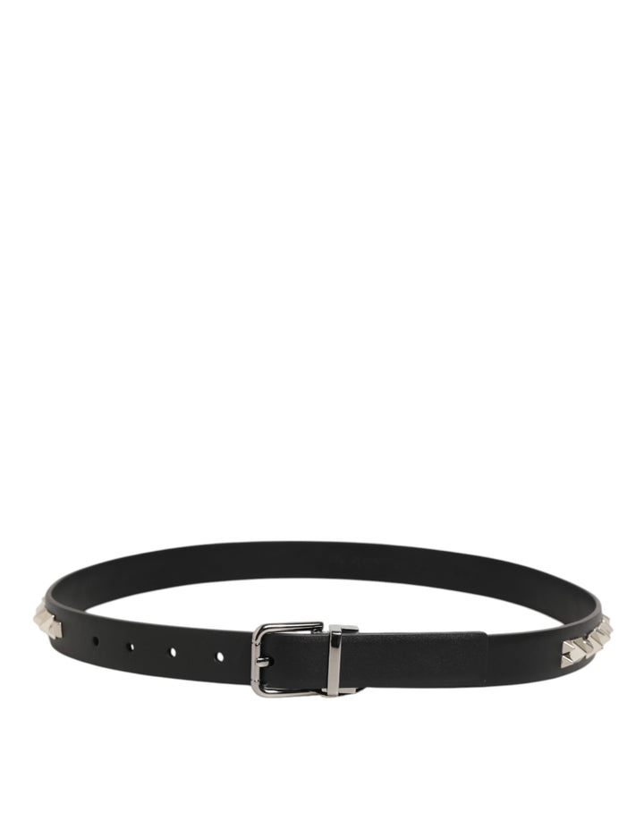 Dolce &amp; Gabbana Sample Sale Dolce &amp; Gabbana Black Leather Studded Silver-Tone Buckle Belt - | Designer outlet