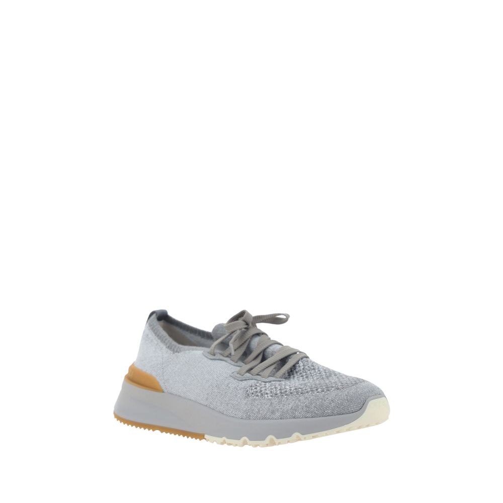 Brunello Cucinelli Gray Cotton Athletic Sneakers by Brunello Cucinelli outlet now on sale