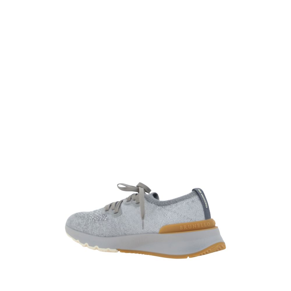 Brunello Cucinelli Gray Cotton Athletic Sneakers by Brunello Cucinelli outlet now on sale