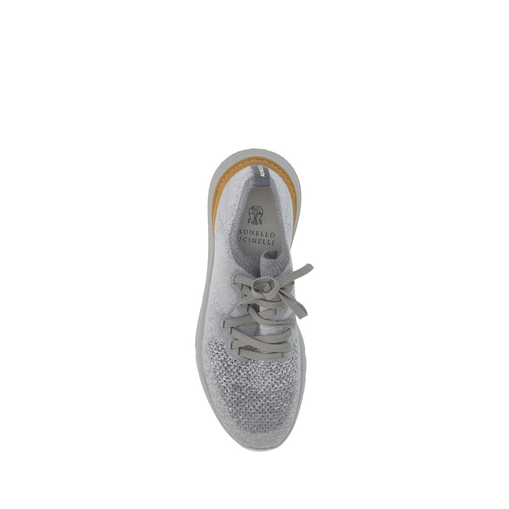 Brunello Cucinelli Gray Cotton Athletic Sneakers by Brunello Cucinelli outlet now on sale