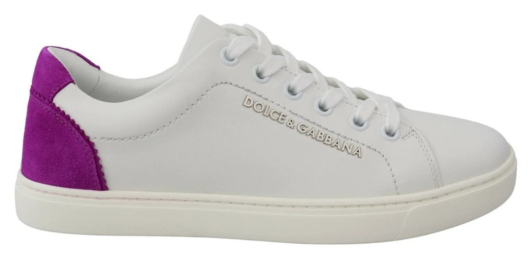 Dolce &amp; Gabbana White Suede Leather Low Top Sneakers Shoes by Dolce &amp; Gabbana outlet now on sale