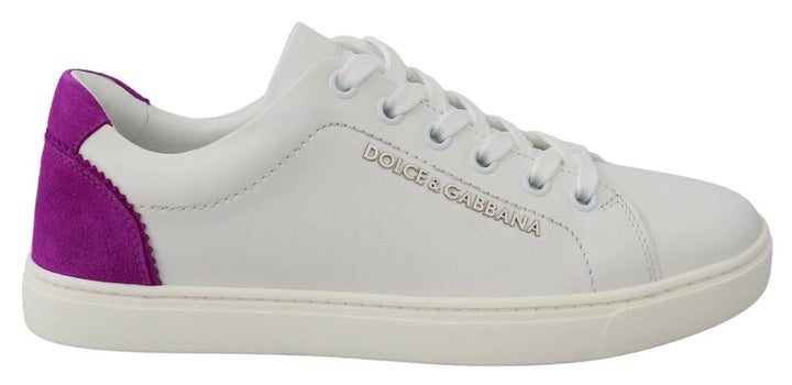 Dolce &amp; Gabbana White Suede Leather Low Top Sneakers Shoes by Dolce &amp; Gabbana outlet now on sale