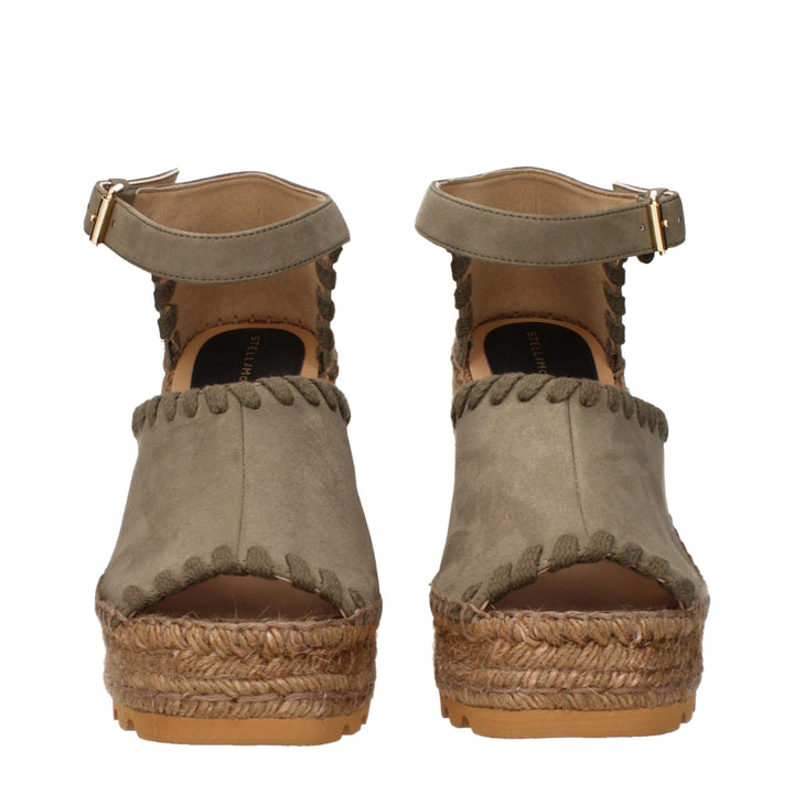 Stella McCartney Green Leather Wedges Sandals
