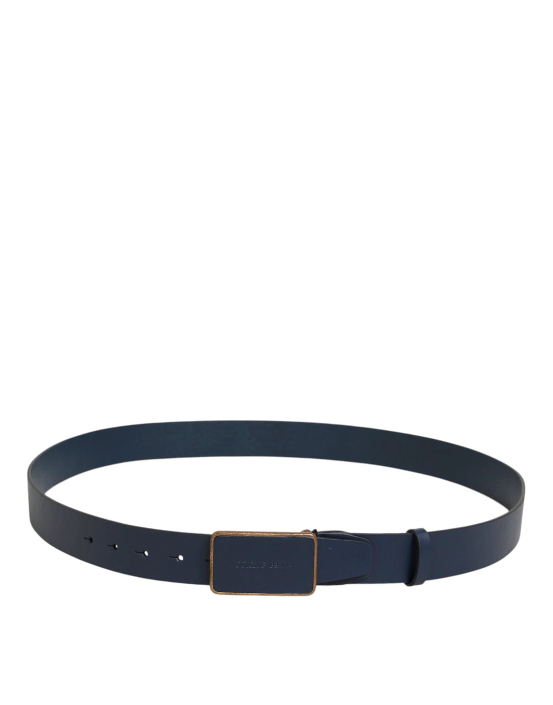 Dolce &amp; Gabbana Blue Leather Classic Metal Logo Buckle Belt