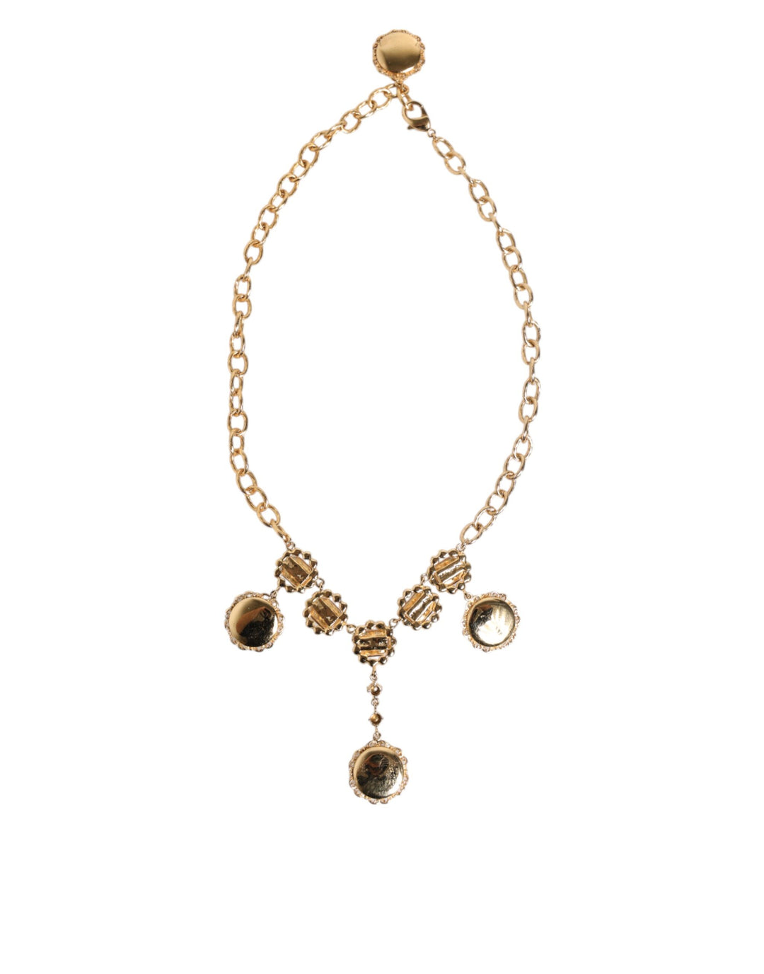 Dolce &amp; Gabbana Sample Sale Dolce &amp; Gabbana Gold Crystal Clock Pendant Statement Jewelry Necklace - | Designer outlet