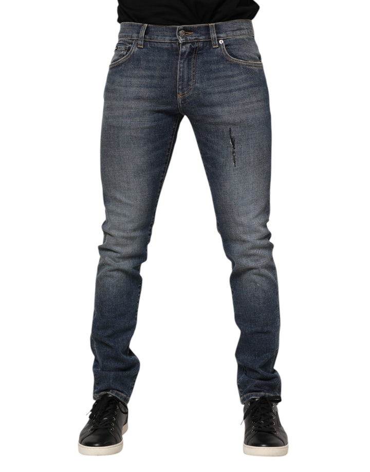 Dolce &amp; Gabbana Sample Sale Dolce &amp; Gabbana Blue Washed Cotton Skinny Men Denim Jeans - | Designer outlet