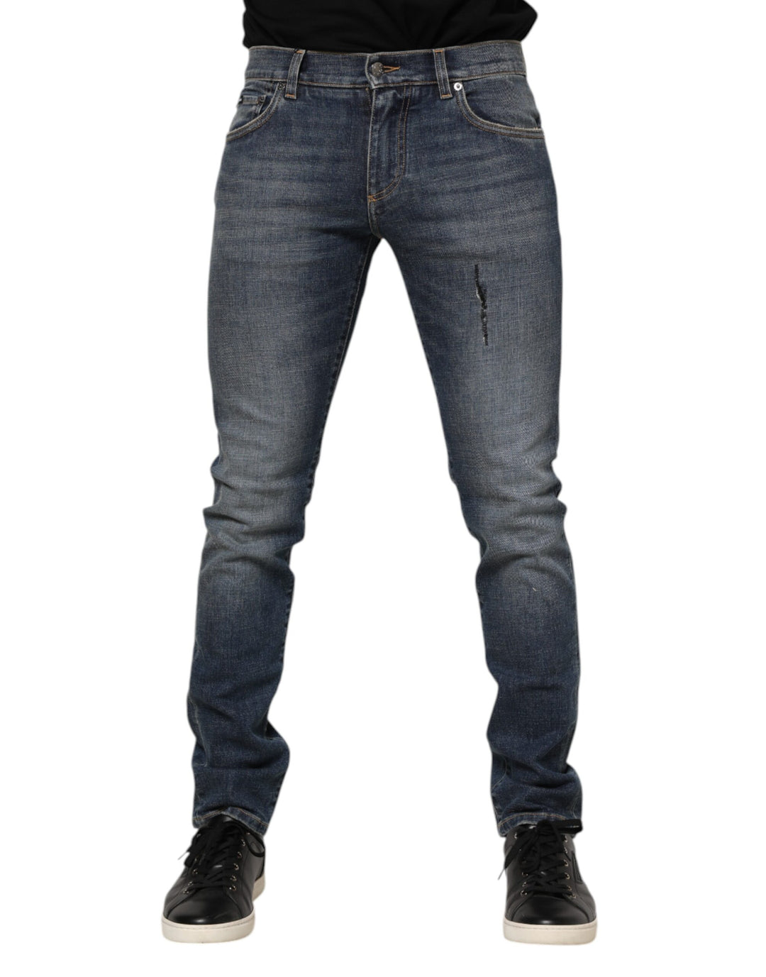 Dolce &amp; Gabbana Sample Sale Dolce &amp; Gabbana Blue Washed Cotton Skinny Men Denim Jeans - | Designer outlet