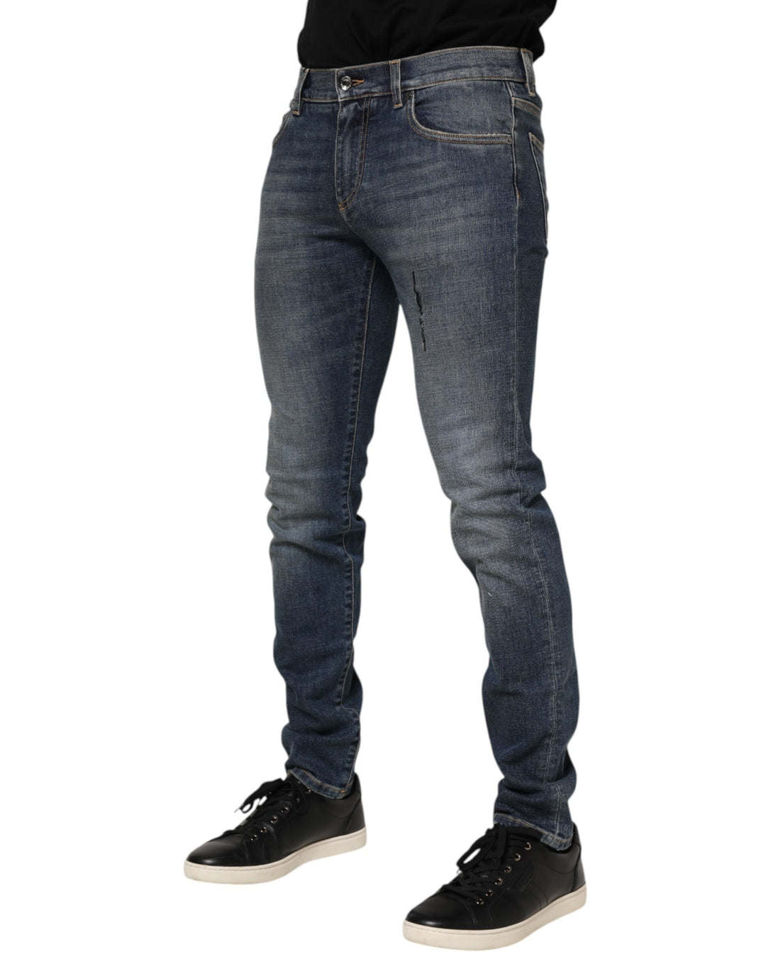 Dolce &amp; Gabbana Sample Sale Dolce &amp; Gabbana Blue Washed Cotton Skinny Men Denim Jeans - | Designer outlet