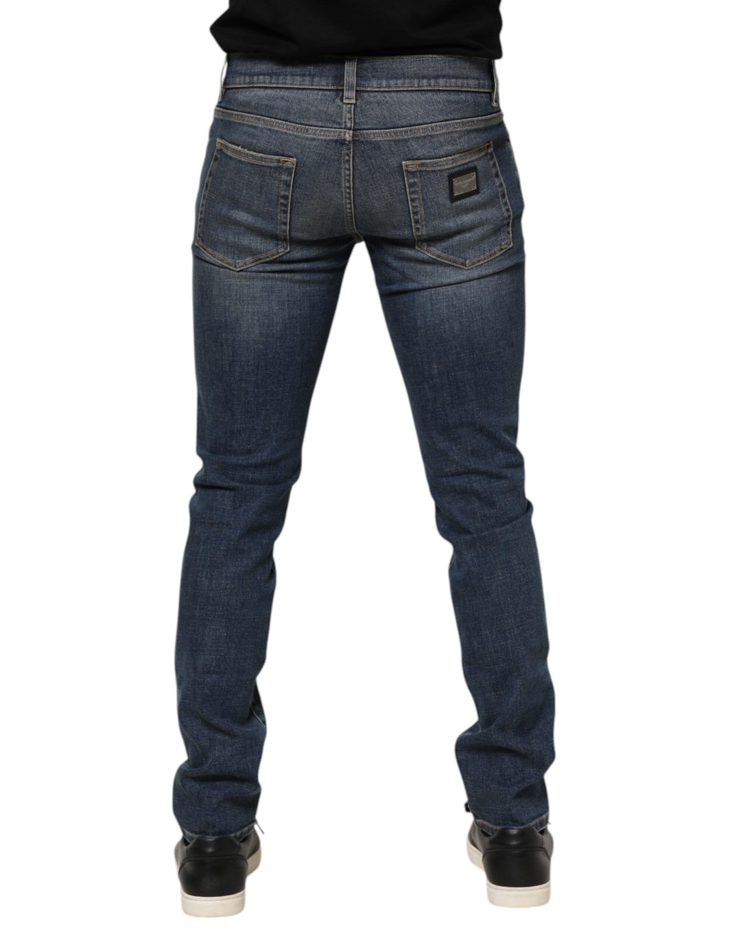 Dolce &amp; Gabbana Sample Sale Dolce &amp; Gabbana Blue Washed Cotton Skinny Men Denim Jeans - | Designer outlet