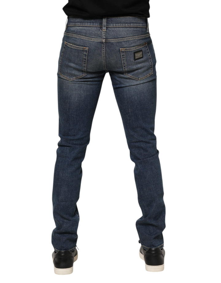 Dolce &amp; Gabbana Sample Sale Dolce &amp; Gabbana Blue Washed Cotton Skinny Men Denim Jeans - | Designer outlet