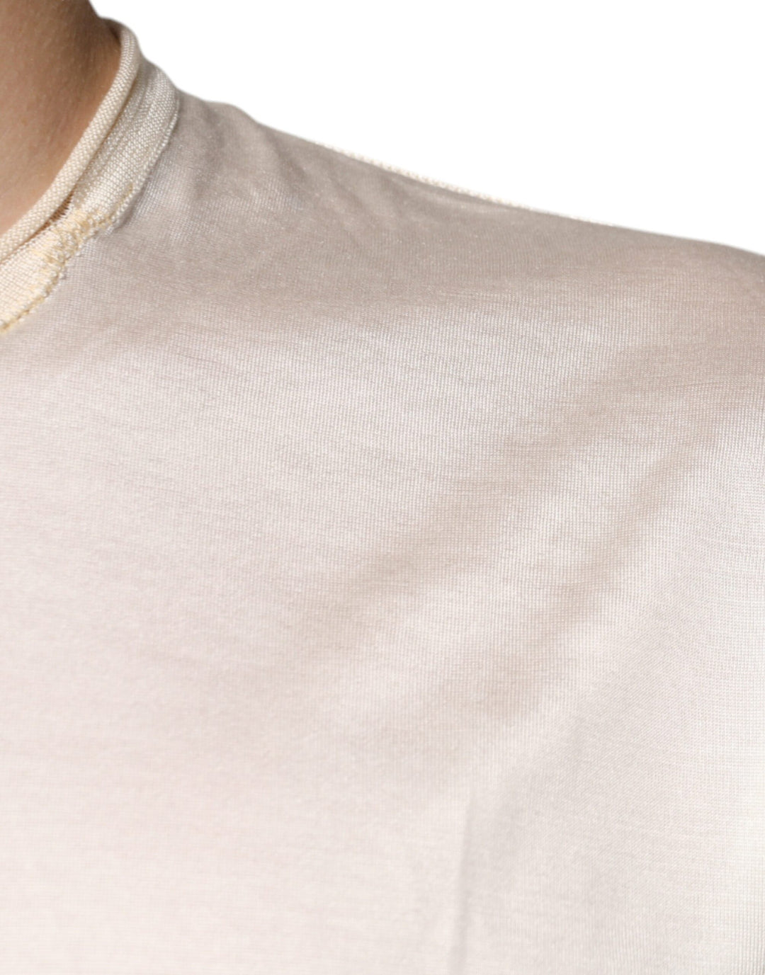 Dolce &amp; Gabbana Sample Sale Dolce &amp; Gabbana Off White Silk Henley Short Sleeves T-Shirt - | Designer outlet