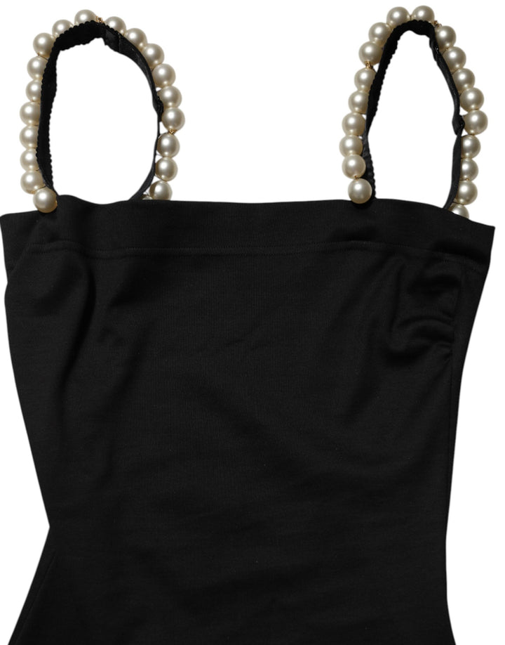Dolce &amp; Gabbana Sample Sale Dolce &amp; Gabbana Black Faux Pearl Cotton Sheath Mini Dress - | Designer outlet