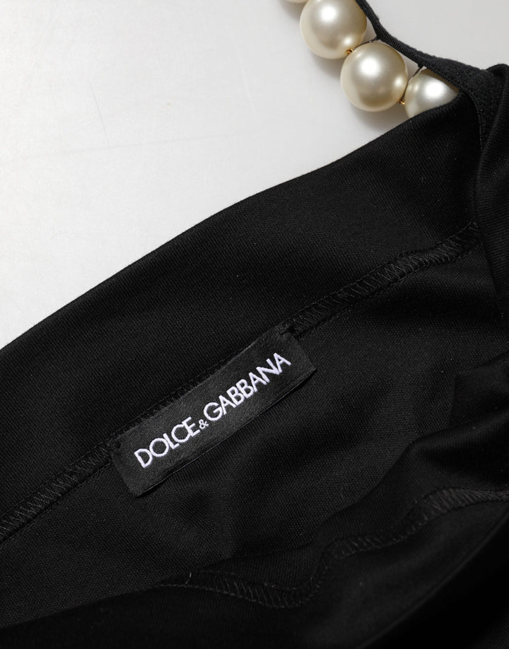 Dolce &amp; Gabbana Sample Sale Dolce &amp; Gabbana Black Faux Pearl Cotton Sheath Mini Dress - | Designer outlet