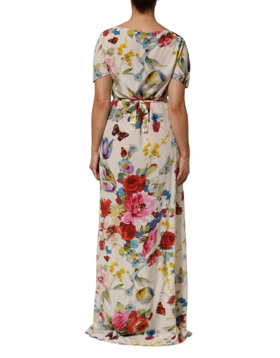 Dolce &amp; Gabbana Sample Sale Dolce &amp; Gabbana White Floral Print Silk Sheath LongGown Dress - | Designer outlet