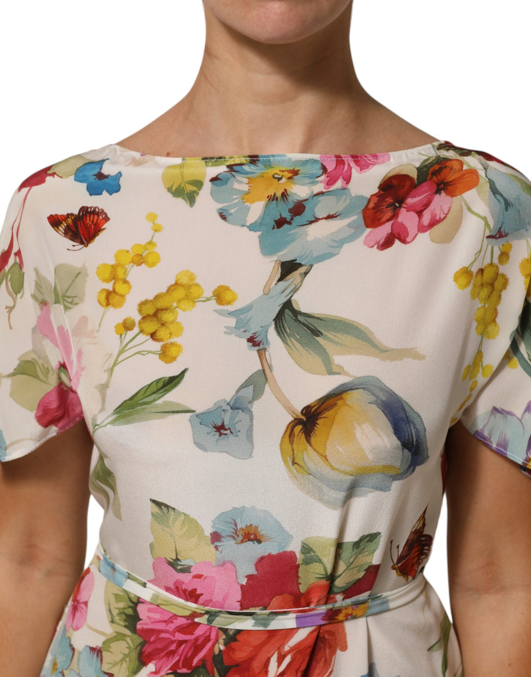Dolce &amp; Gabbana Sample Sale Dolce &amp; Gabbana White Floral Print Silk Sheath LongGown Dress - | Designer outlet