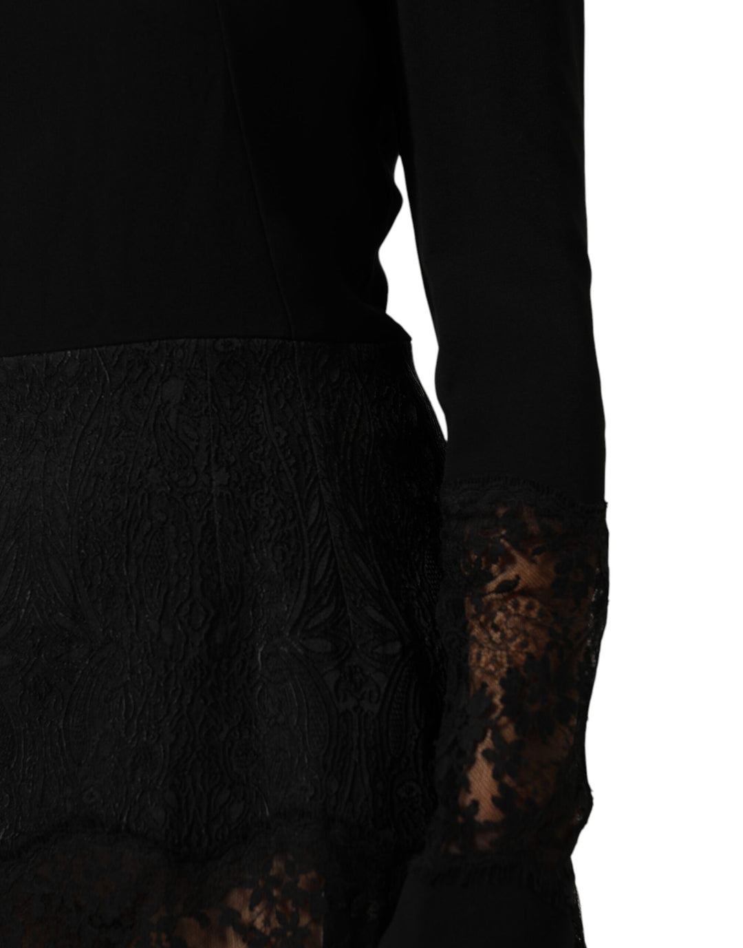 Dolce &amp; Gabbana Sample Sale Dolce &amp; Gabbana Black Floral Lace Trim Sheath A-line Dress - | Designer outlet