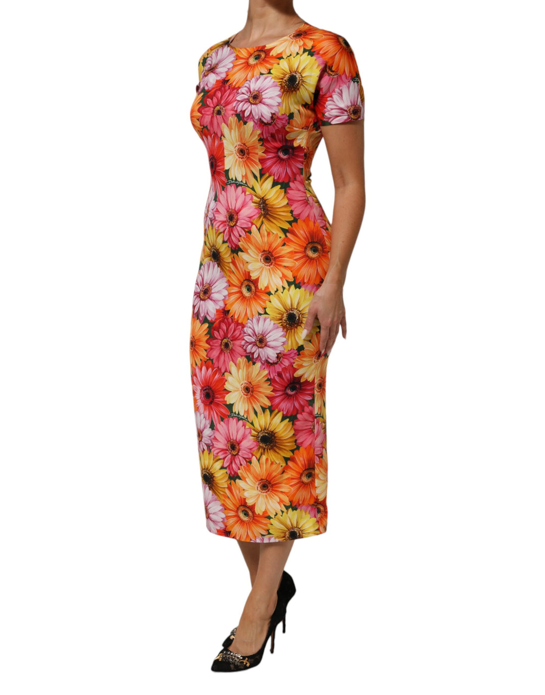 Dolce &amp; Gabbana Sample Sale Dolce &amp; Gabbana Multicolor Floral Print SilkSheath Midi Dress - | Designer outlet