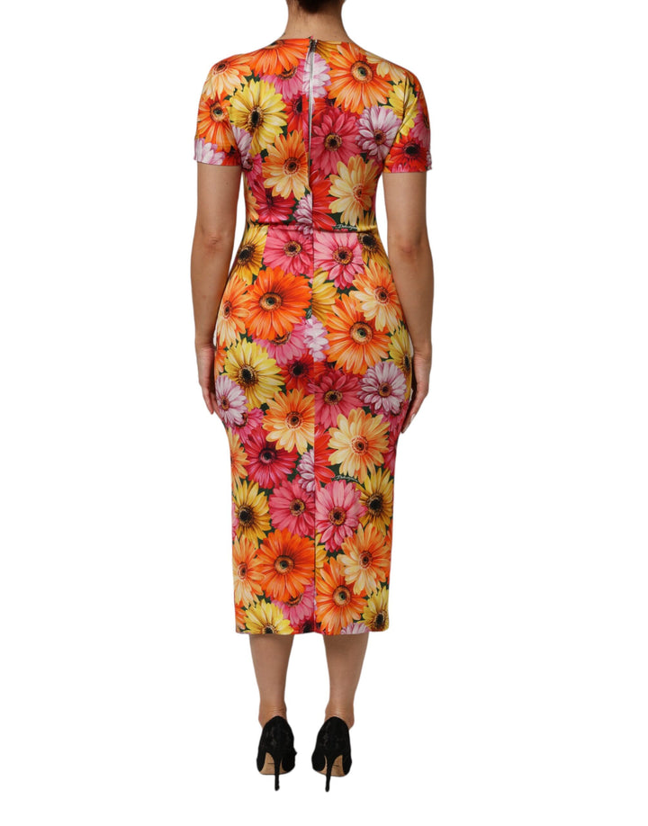 Dolce &amp; Gabbana Sample Sale Dolce &amp; Gabbana Multicolor Floral Print SilkSheath Midi Dress - | Designer outlet