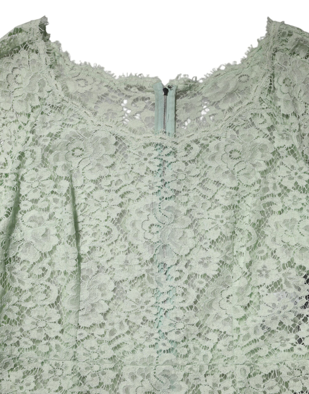 Dolce &amp; Gabbana Sample Sale Dolce &amp; Gabbana Mint Green Floral Lace Trim Midi Dress - | Designer outlet