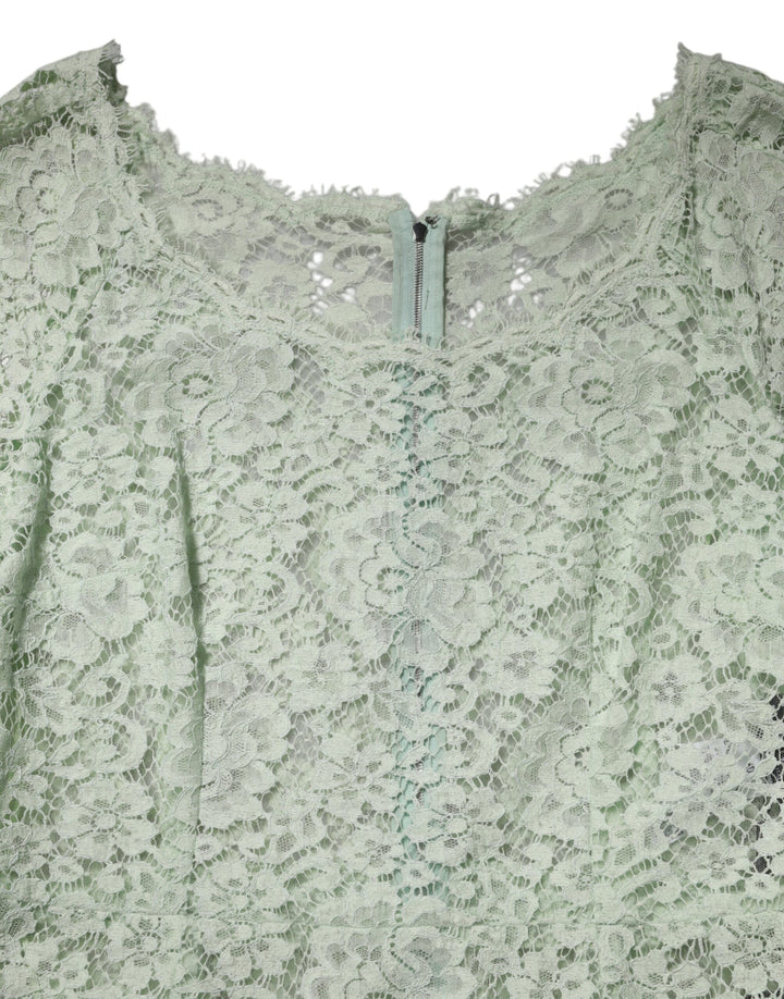 Dolce &amp; Gabbana Sample Sale Dolce &amp; Gabbana Mint Green Floral Lace Trim Midi Dress - | Designer outlet
