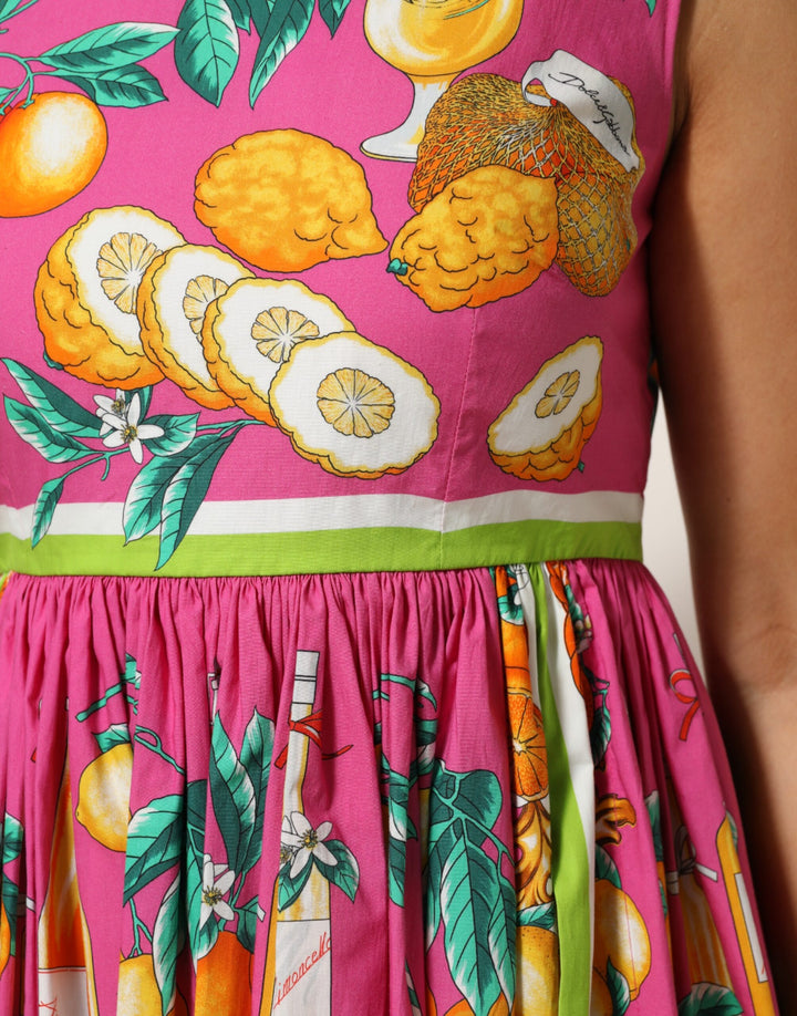 Dolce &amp; Gabbana Sample Sale Dolce &amp; Gabbana Pink Fruit Print A-line Mini Sleeveless Dress - | Designer outlet
