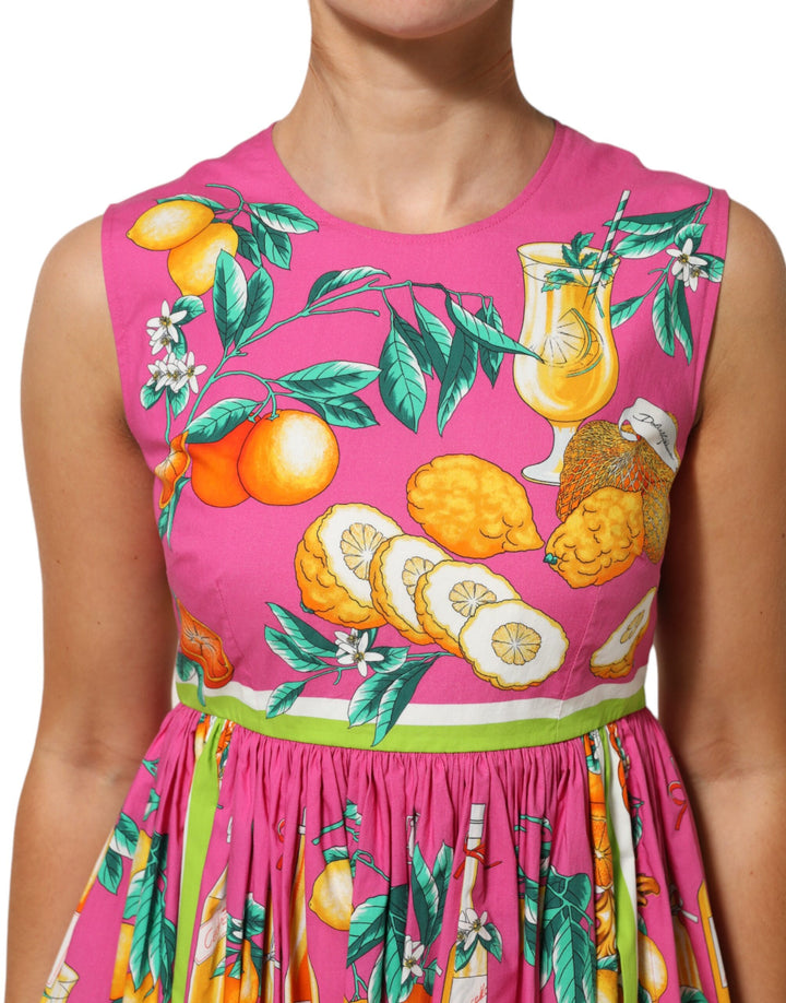Dolce &amp; Gabbana Sample Sale Dolce &amp; Gabbana Pink Fruit Print A-line Mini Sleeveless Dress - | Designer outlet
