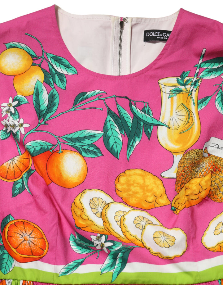 Dolce &amp; Gabbana Sample Sale Dolce &amp; Gabbana Pink Fruit Print A-line Mini Sleeveless Dress - | Designer outlet