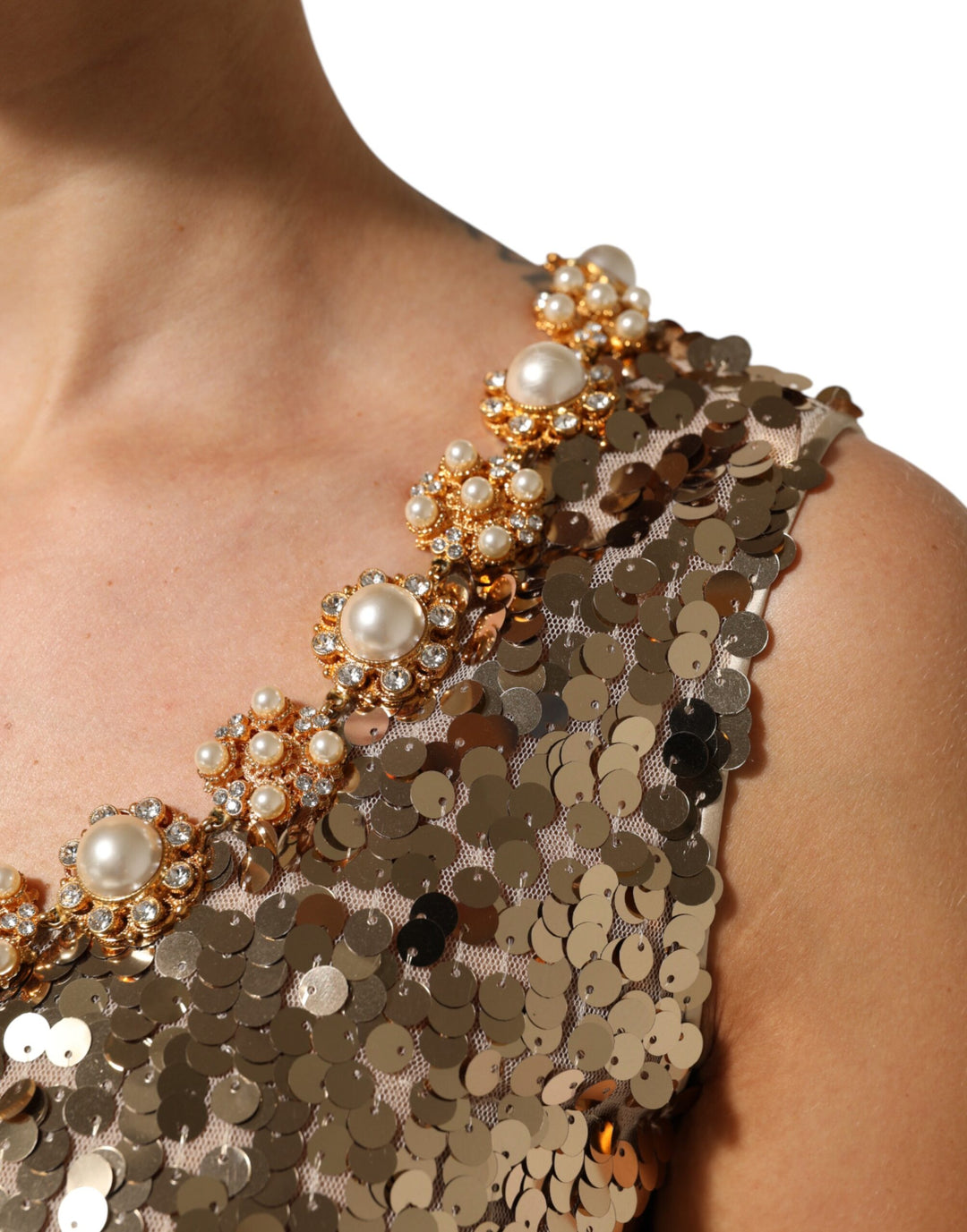 Dolce &amp; Gabbana Sample Sale Dolce &amp; Gabbana Gold Sequined Nylon A-line Sheath Mini Dress - | Designer outlet