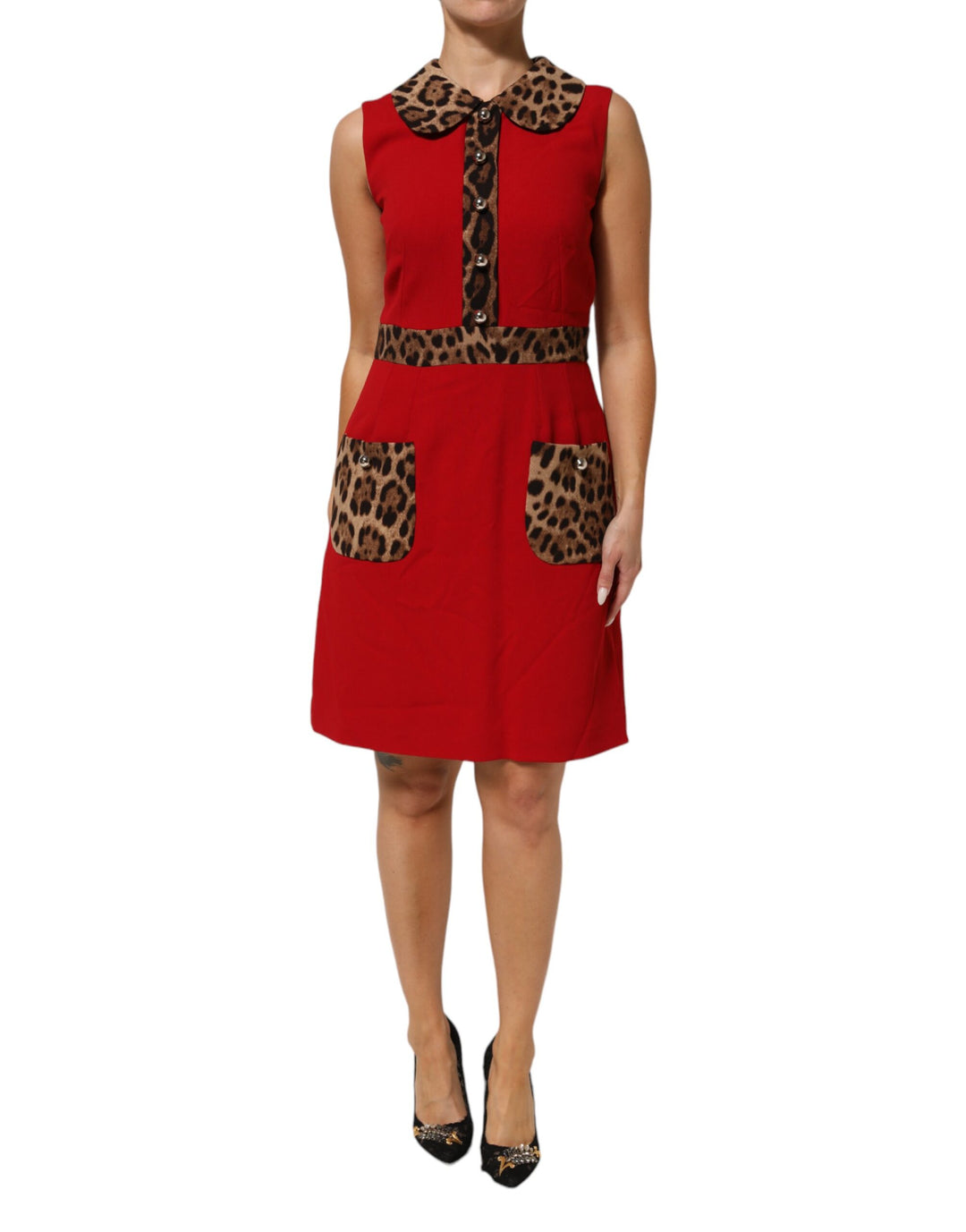 Dolce &amp; Gabbana Sample Sale Dolce &amp; Gabbana Red Leopard Viscose Sheath A-line Dress - | Designer outlet