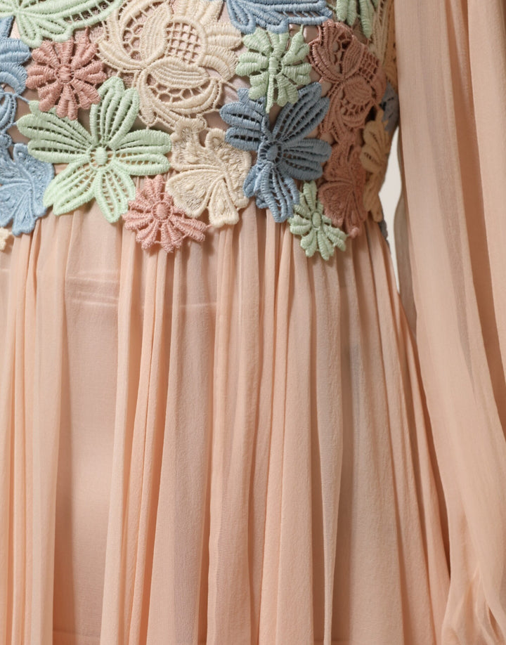 Dolce &amp; Gabbana Sample Sale Dolce &amp; Gabbana Pink Floral Embroidery Pleated A-line Dress - | Designer outlet