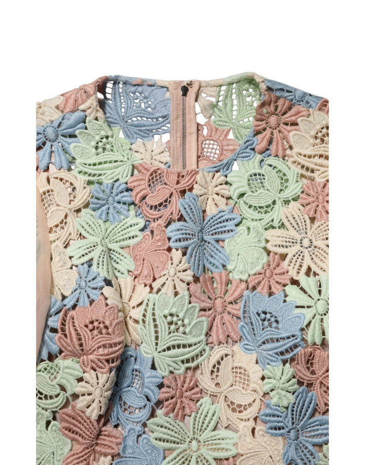 Dolce &amp; Gabbana Sample Sale Dolce &amp; Gabbana Pink Floral Embroidery Pleated A-line Dress - | Designer outlet